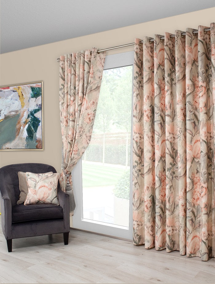 Edie Eyelet Curtains- Blush Sage - The Gift & Art Gallery
