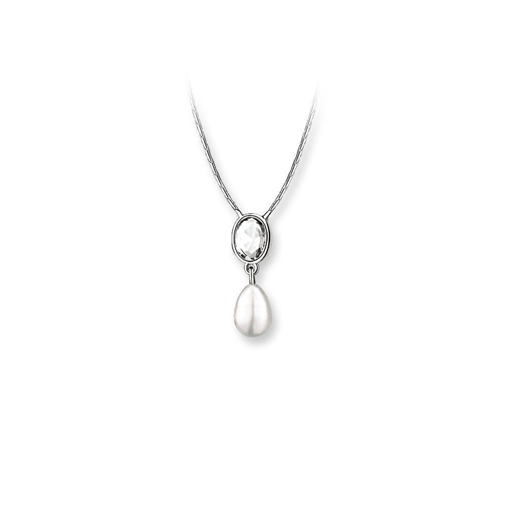Pearl Drop Pendant with Clear Stone - The Gift & Art Gallery
