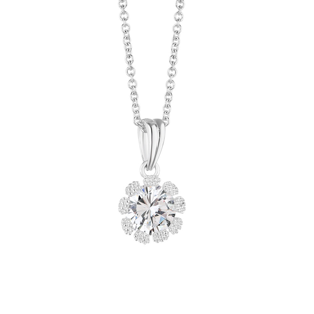 Flower Pendant Clear Stones