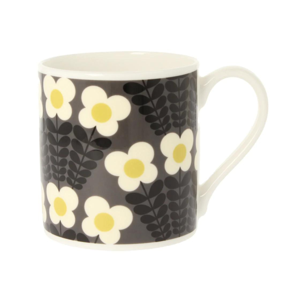 Orla Kiely Bunch Of Stems Grey Mug - 350ml - The Gift & Art Gallery