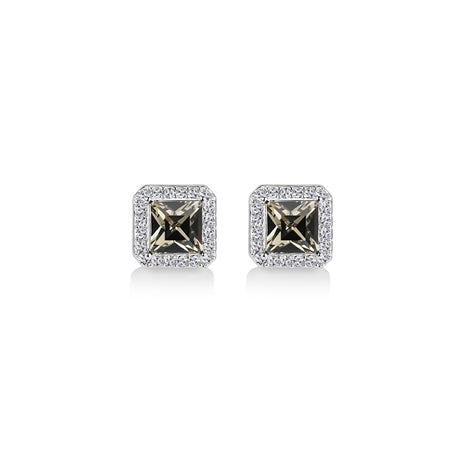 Square Earrings with Clear and Black Stones - The Gift & Art Gallery