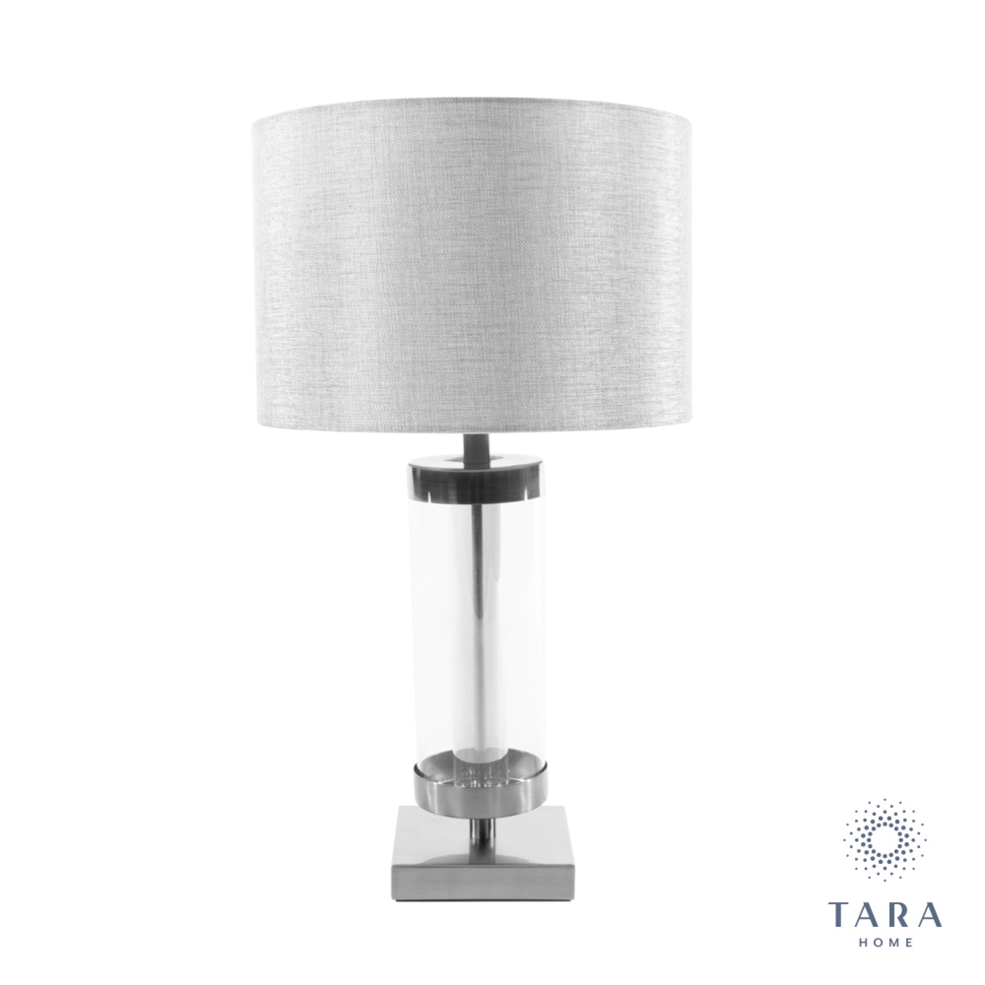 Jane glass cylinder lamp Silver/Grey 54cm - The Gift & Art Gallery