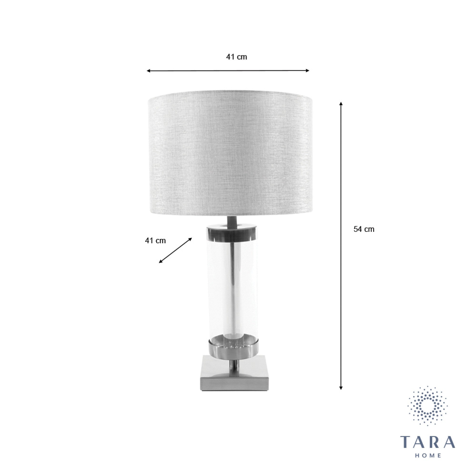 Jane glass cylinder lamp Silver/Grey 54cm - The Gift & Art Gallery