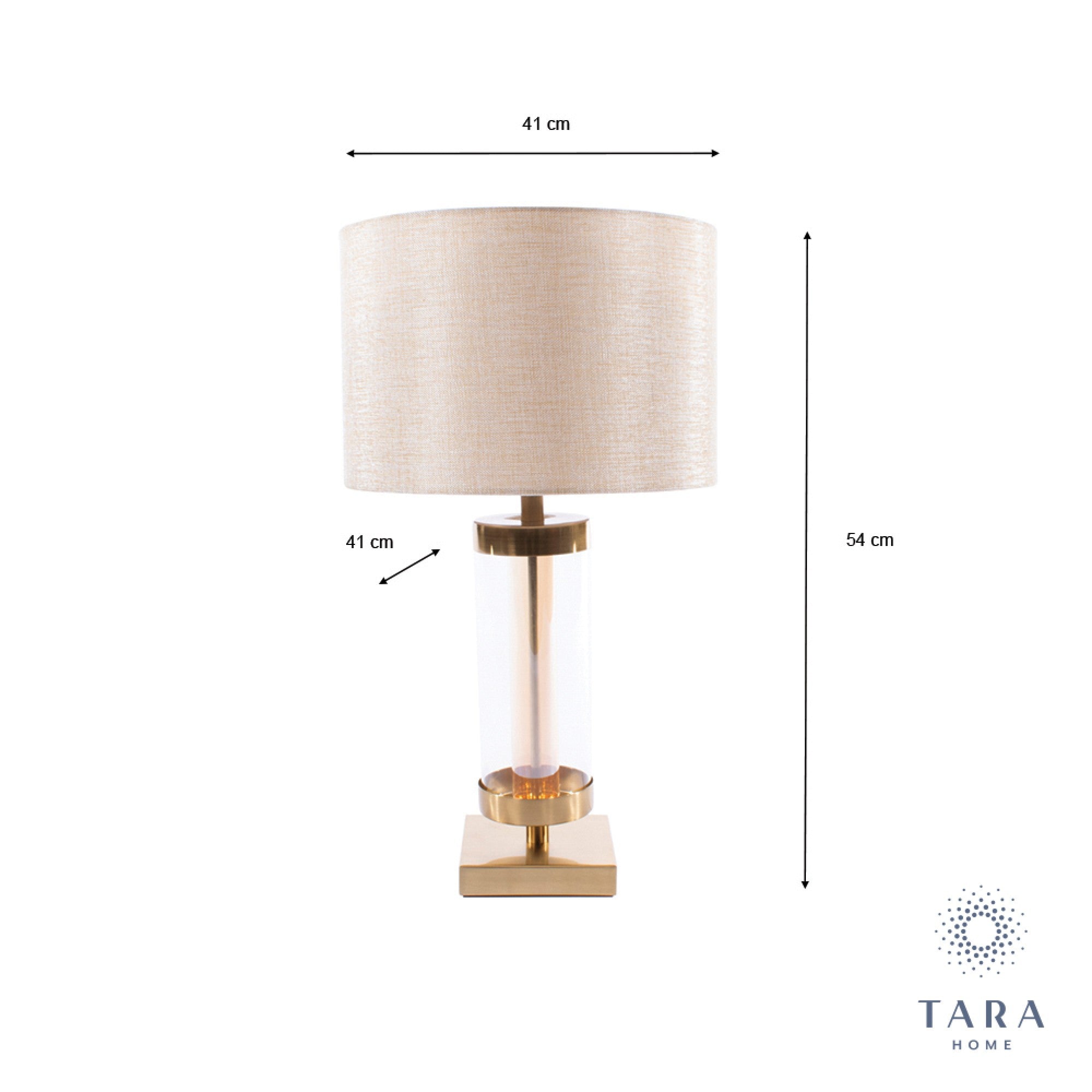 Jane glass cylinder lamp bronze/gold 54cm - The Gift & Art Gallery