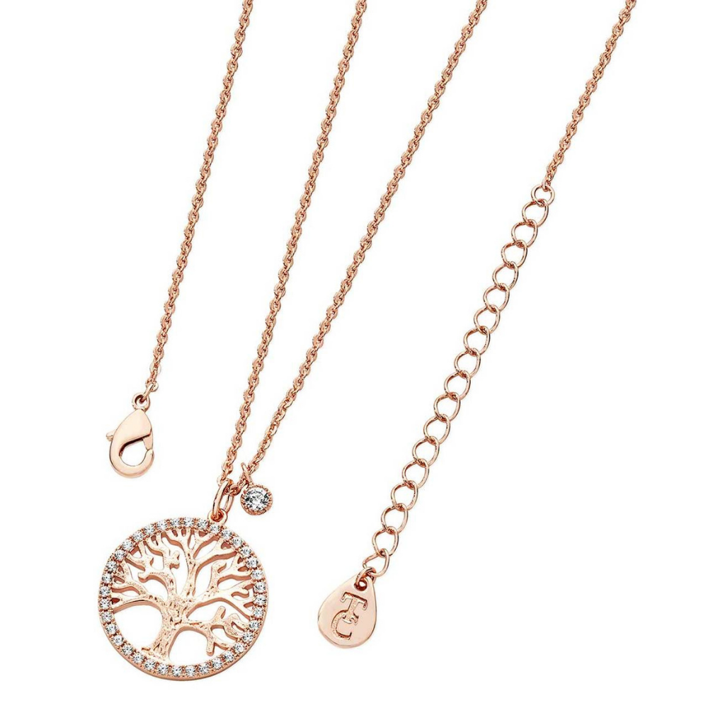 Tree Of Life Necklace & CZ Circumference Rose Gold - The Gift & Art Gallery