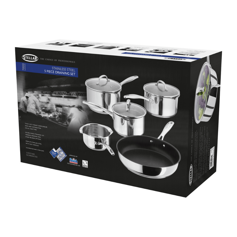 7000 5Piece Draining Saucepan Set - The Gift & Art Gallery