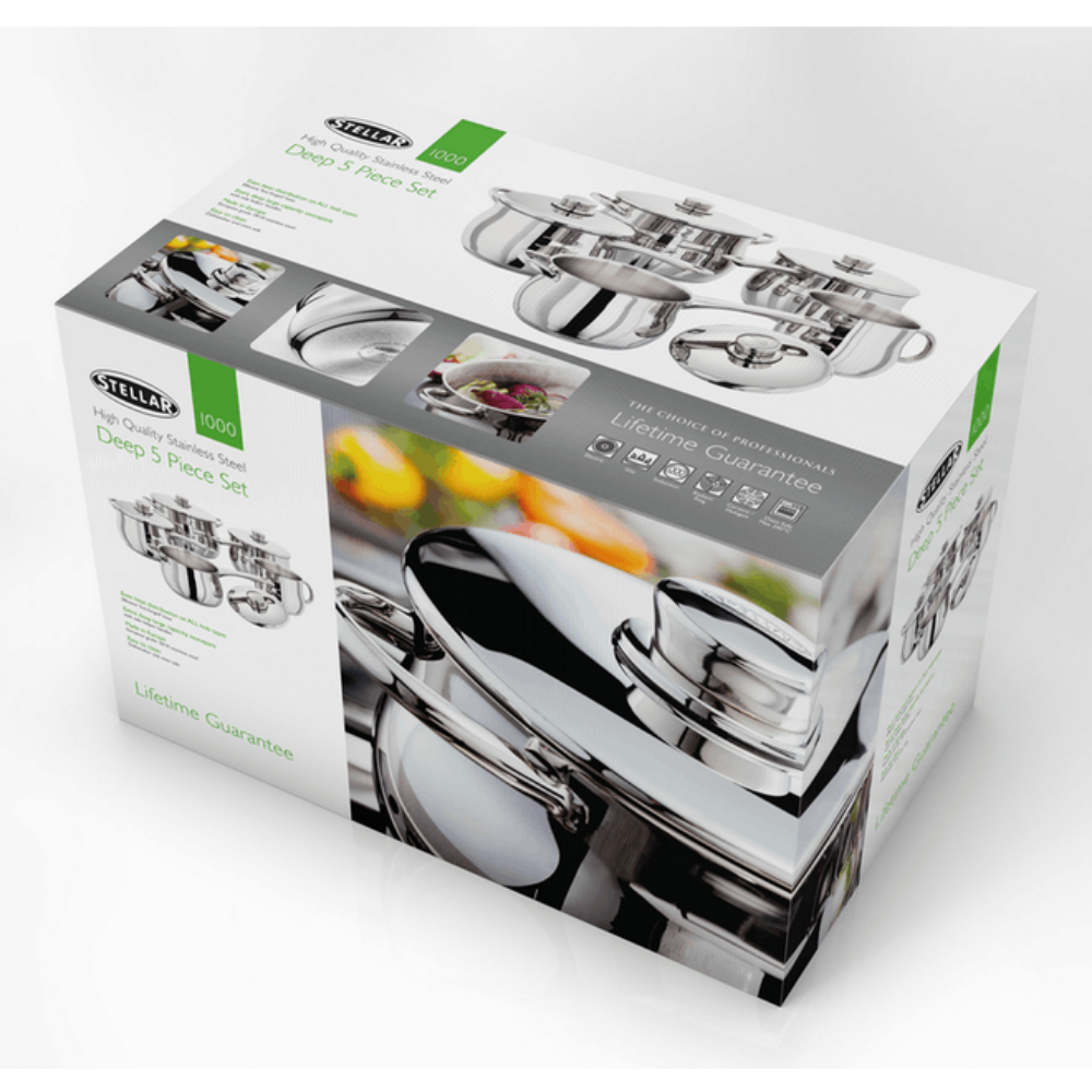 1000 5 Piece Deep Saucepan Set - The Gift & Art Gallery