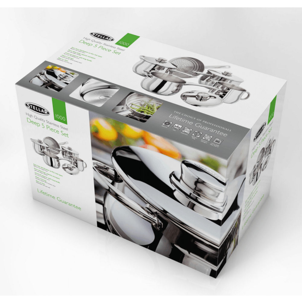 1000 5 Piece Deep Saucepan Set - The Gift & Art Gallery