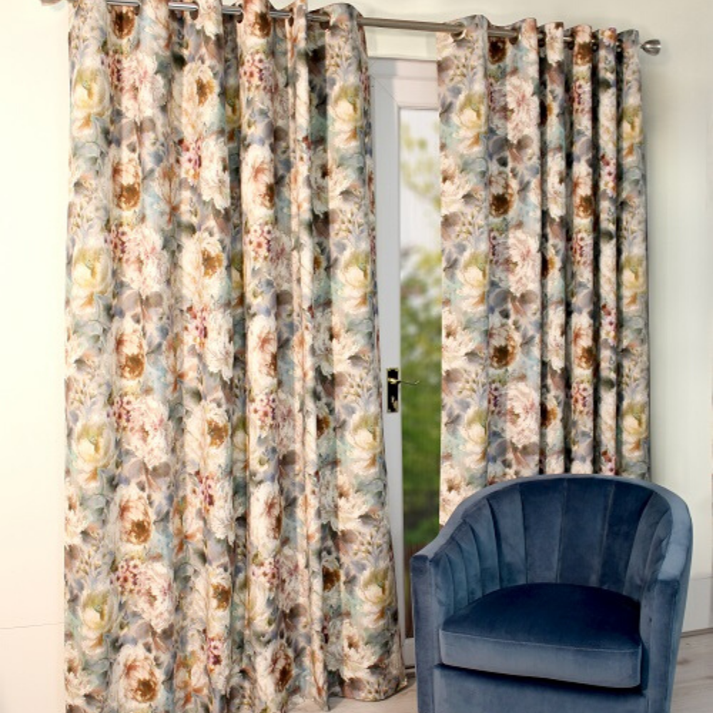 Primavera Eyelet Curtains- Teal - The Gift & Art Gallery