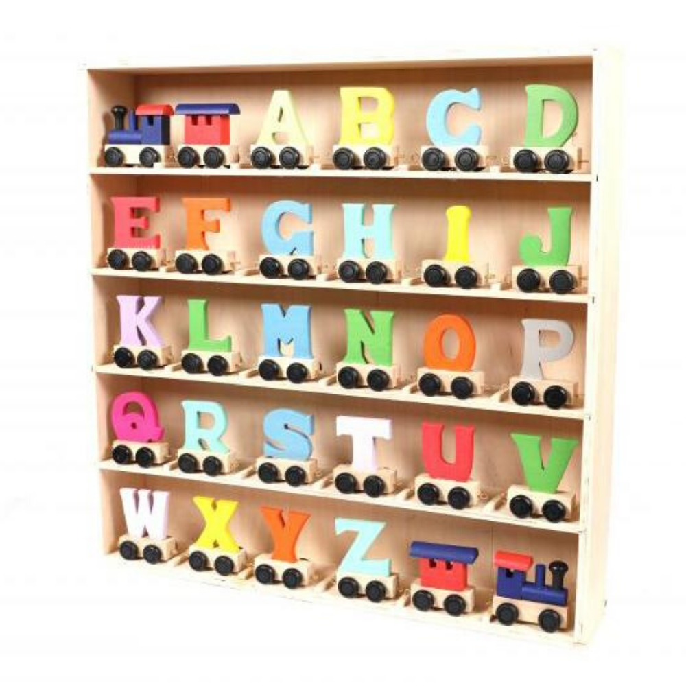 Coloured Wooden Alphabet Train Letters & Tracks