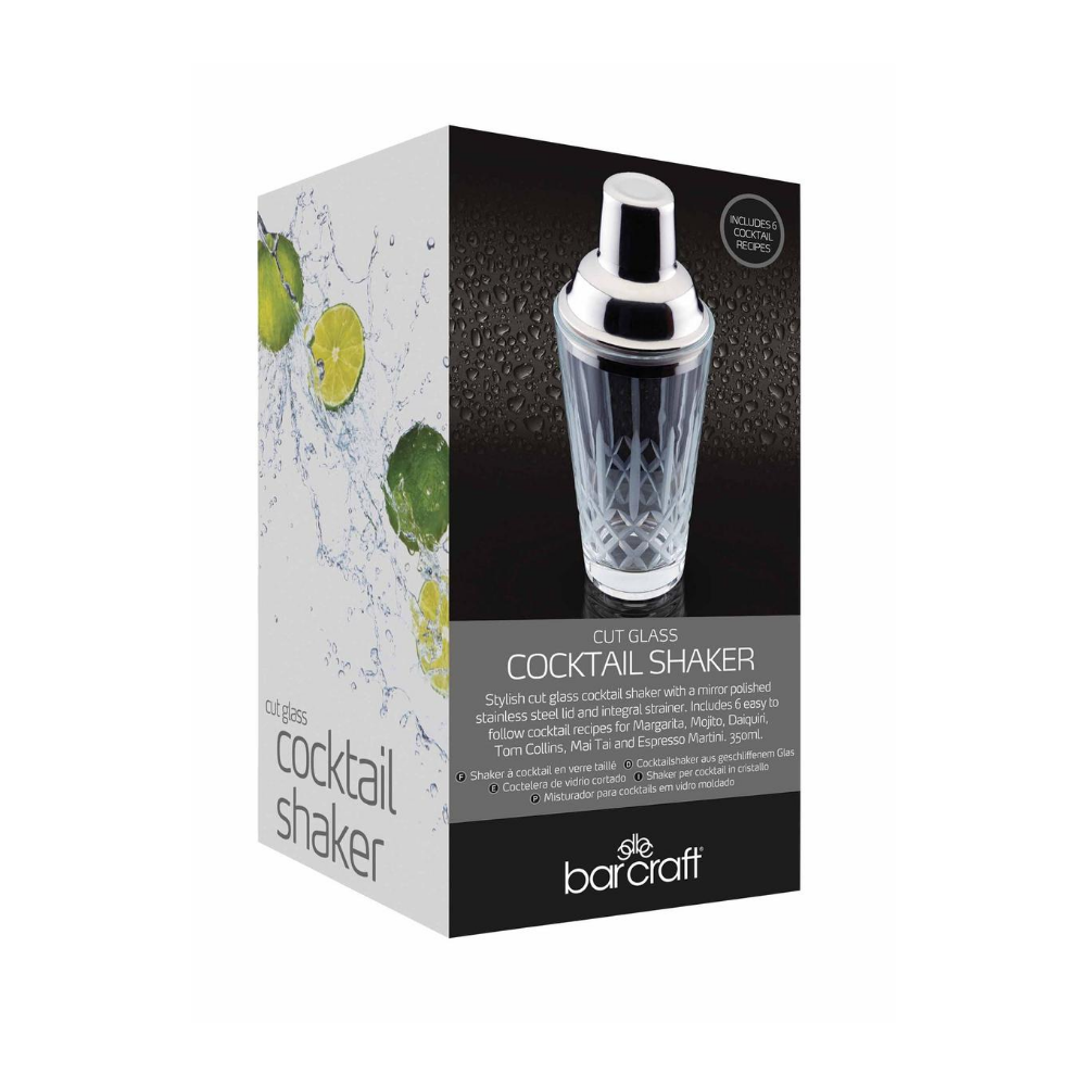 Cut Glass Cocktail Shaker, 350ml - The Gift & Art Gallery