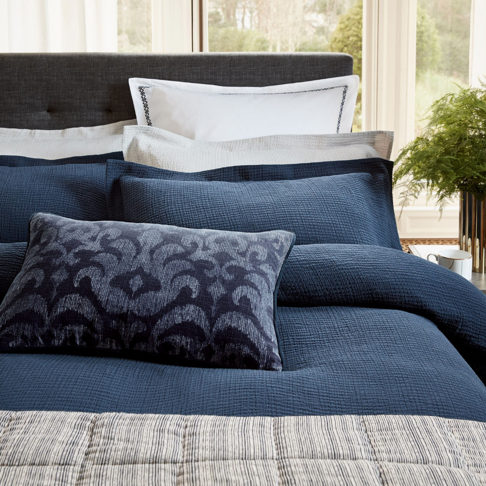 Nika Textured Oxford Pillowcase-Midnight - The Gift & Art Gallery