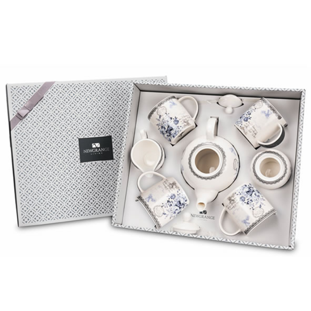 Rose Blue 7piece Tea Set