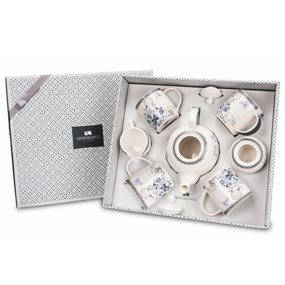 Rose Blue 7piece Tea Set - The Gift & Art Gallery