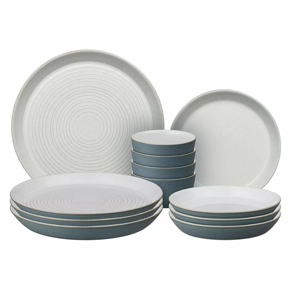 Denby Impression 12 Piece Tableware Set Charcoal - The Gift & Art Gallery