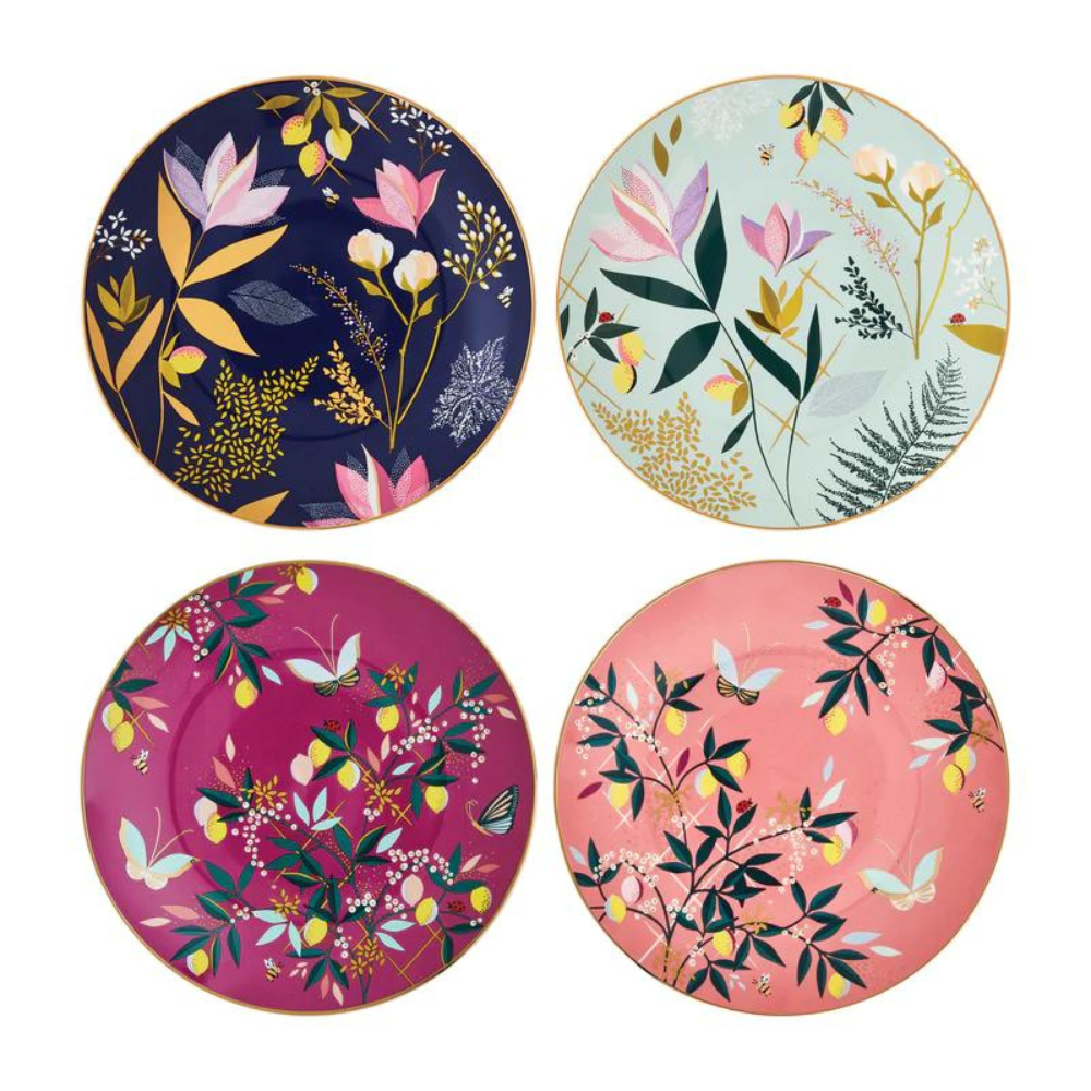 Sara Miller Orchid Cake Plates - Set of 4 - The Gift & Art Gallery