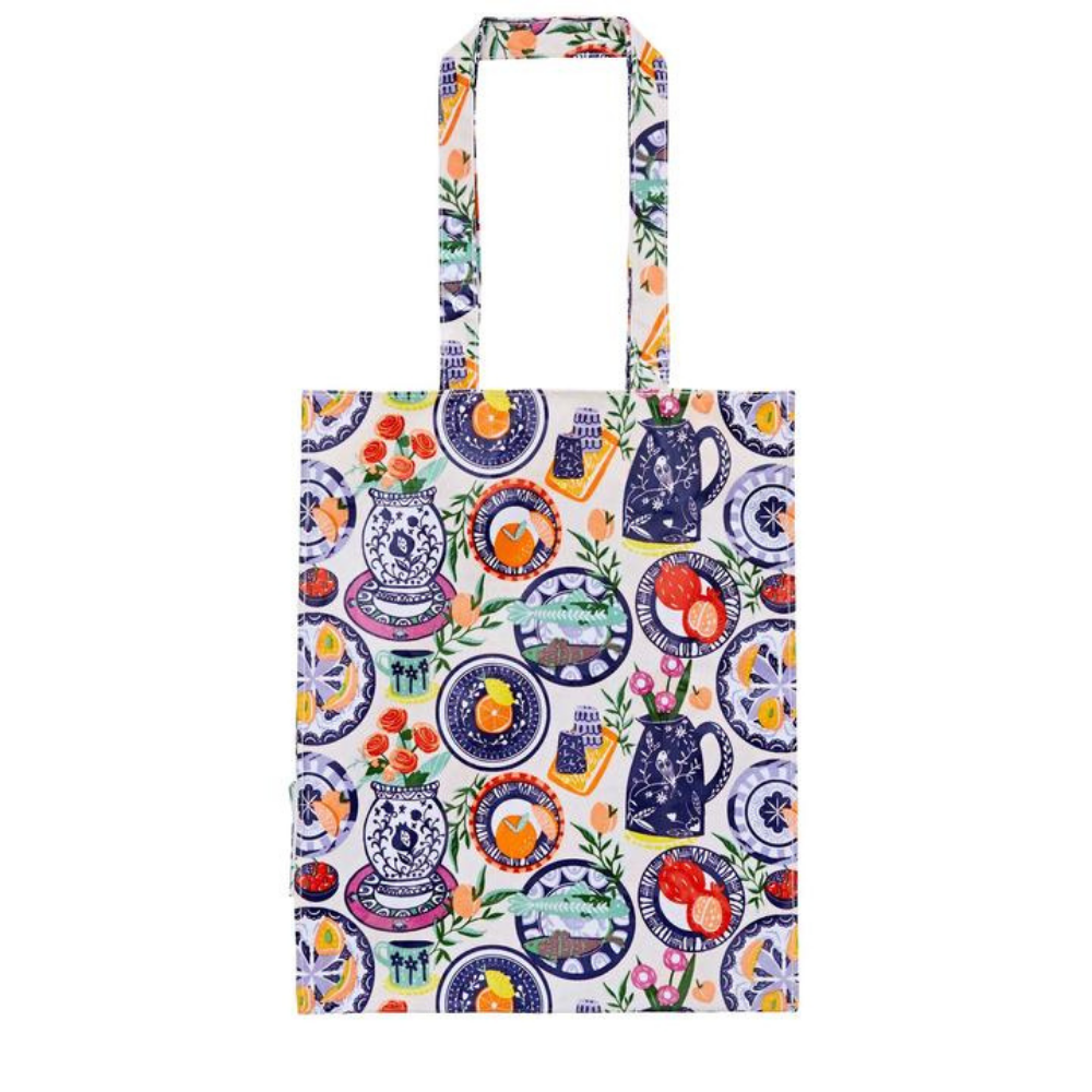 Wipeable PVC Gusset Bag - Mediterranean Plates (Medium) - The Gift & Art Gallery