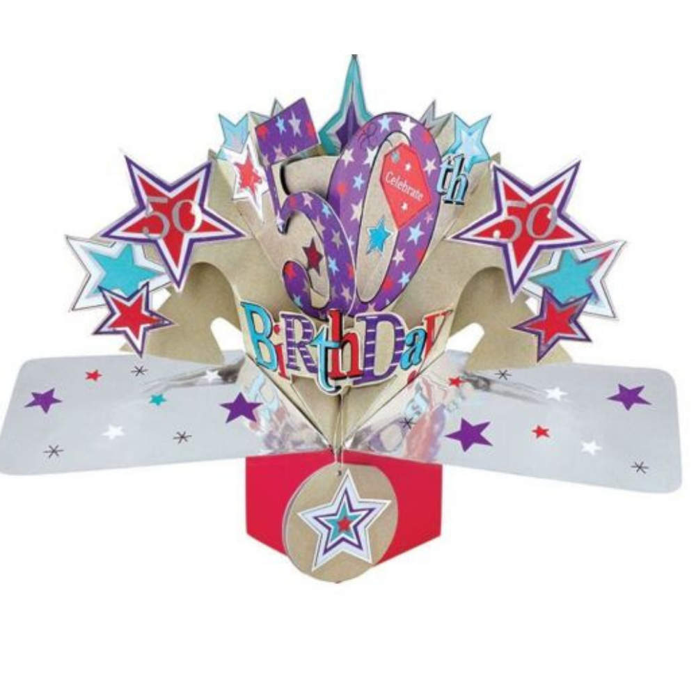 50th Birthday 3D Pop Up Card - The Gift & Art Gallery