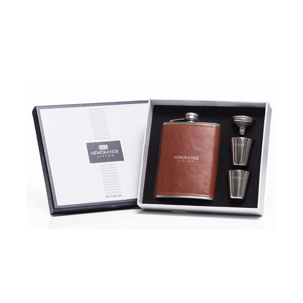 Brown Leather Hip Flask Set - The Gift & Art Gallery