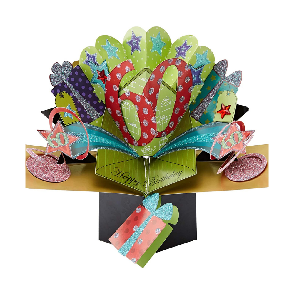 60th Birthday 3D Pop Up Card - The Gift & Art Gallery