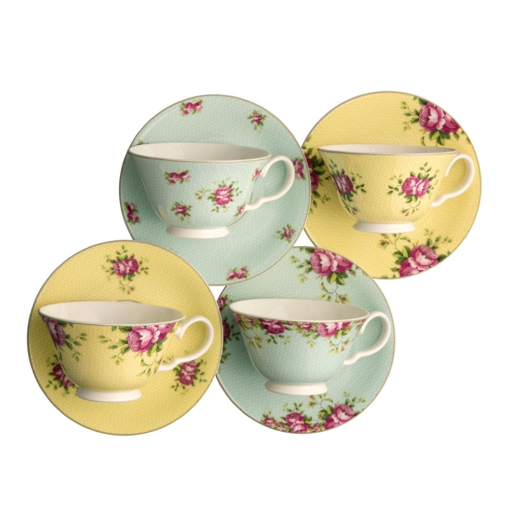 Aynsley Archive Rose Teacup and Saucer Set