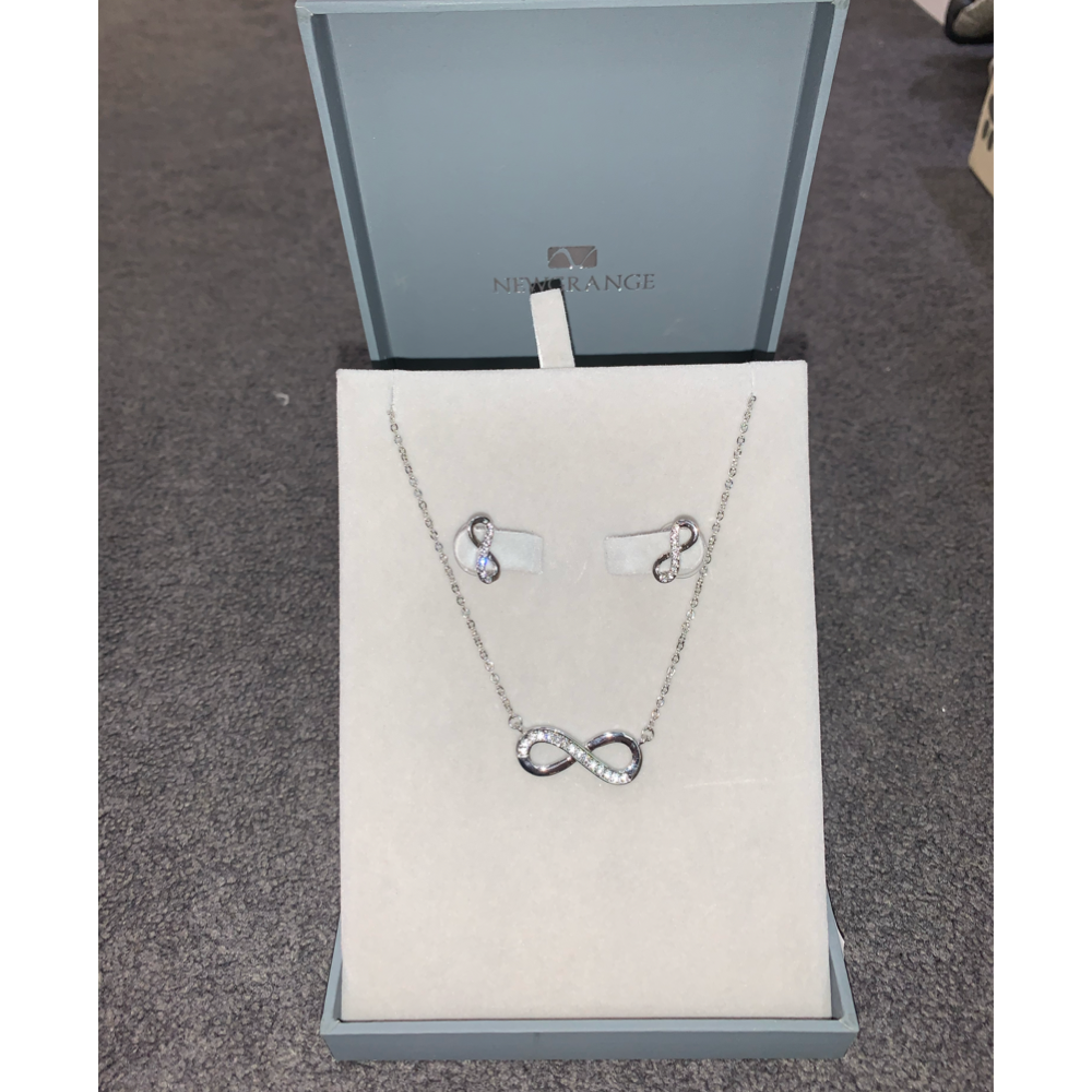 Silver Infnity Necklace & Earring Set