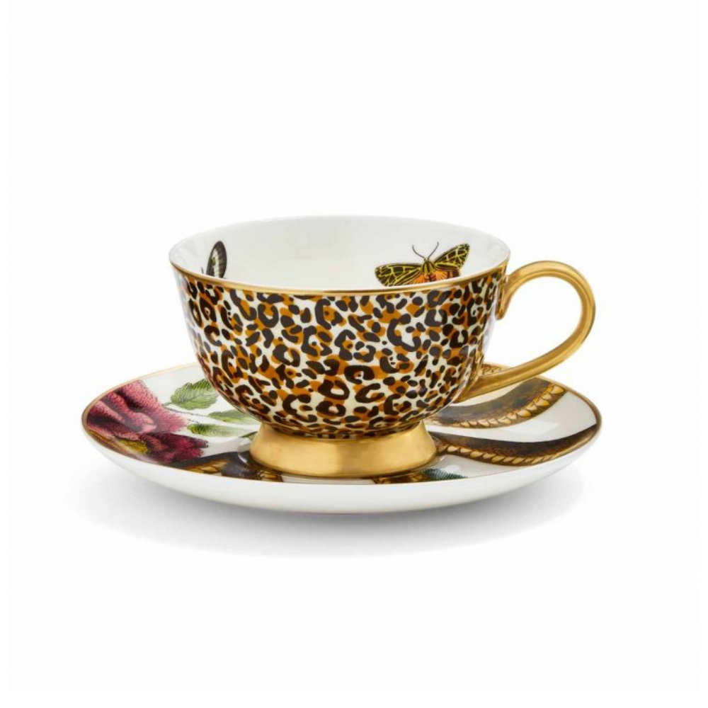 Creatures of Curiosity Leopard Print Coupe Teacup & Saucer - The Gift & Art Gallery