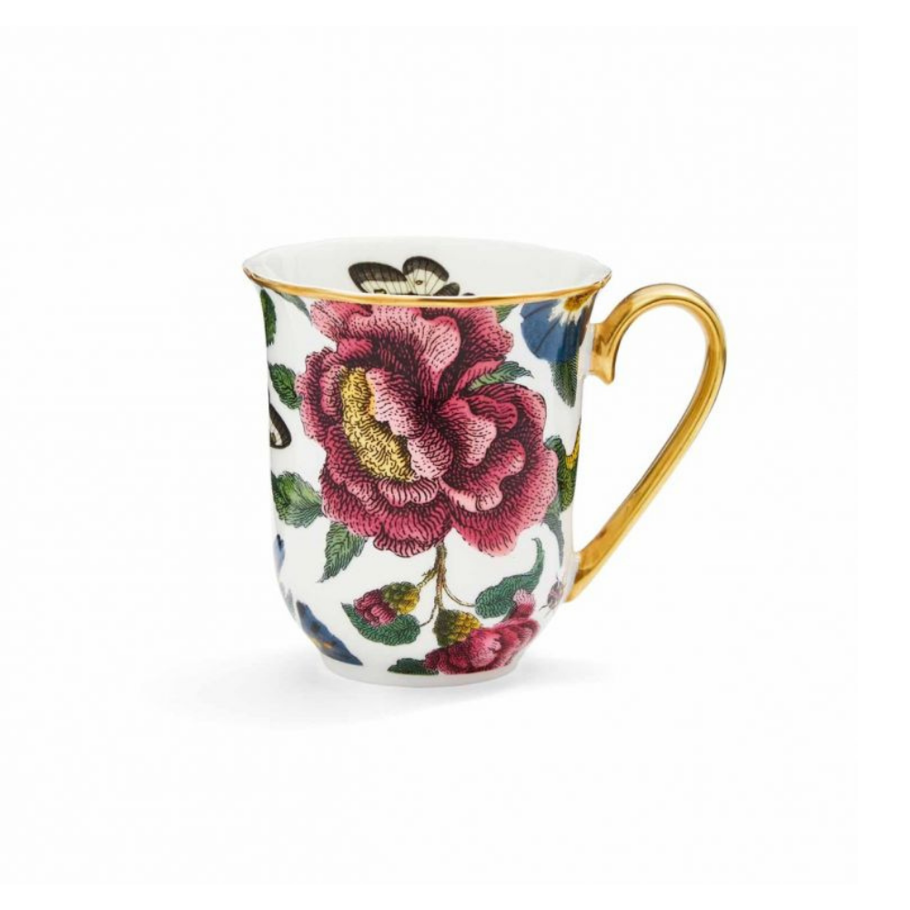 Creatures of Curiosity White Floral Print Mug - The Gift & Art Gallery