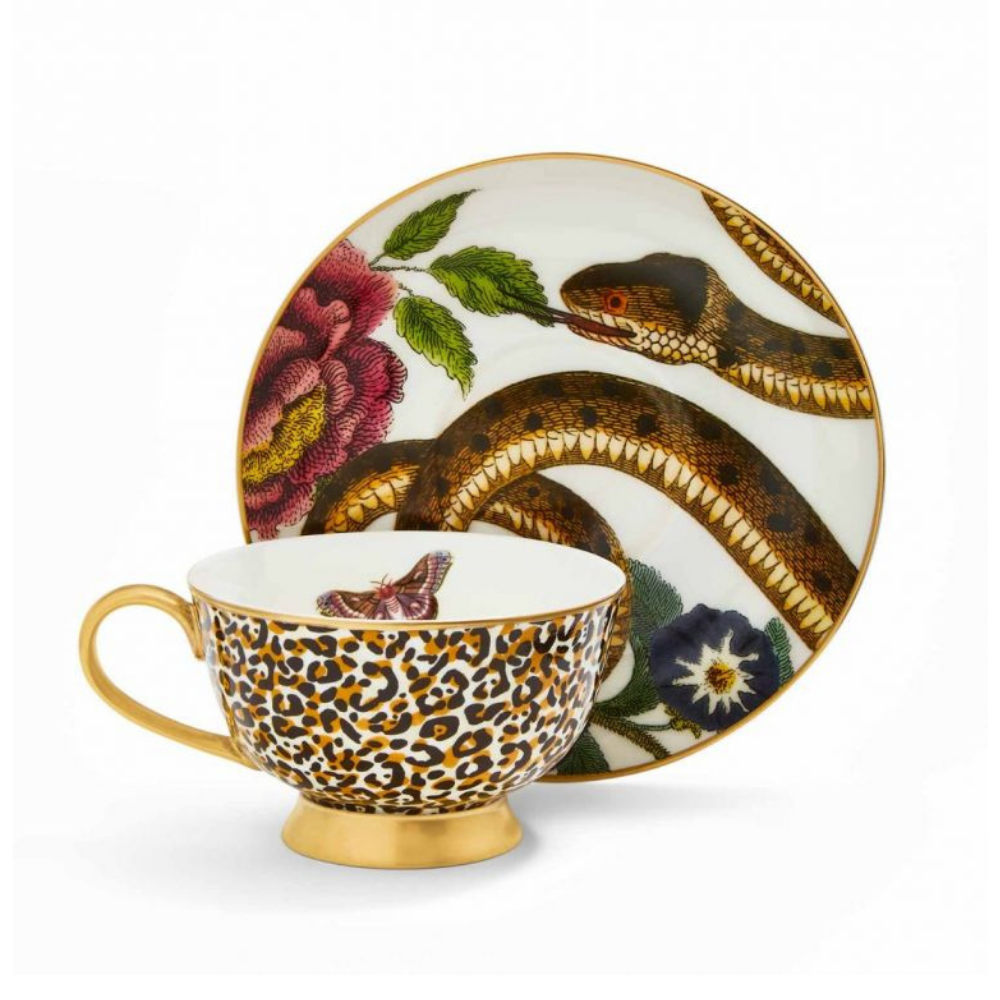 Creatures of Curiosity Leopard Print Coupe Teacup & Saucer - The Gift & Art Gallery