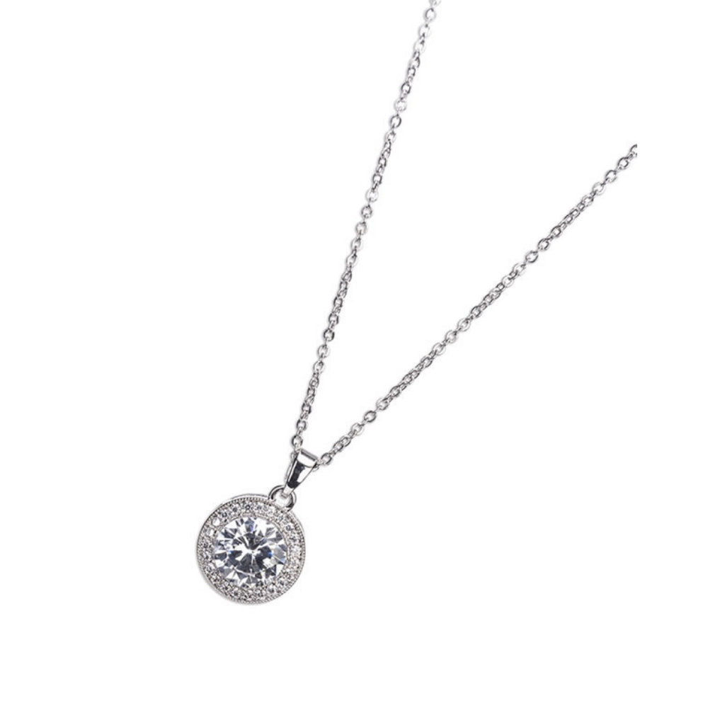 Silver White Stone & Diamante Pendant - The Gift & Art Gallery
