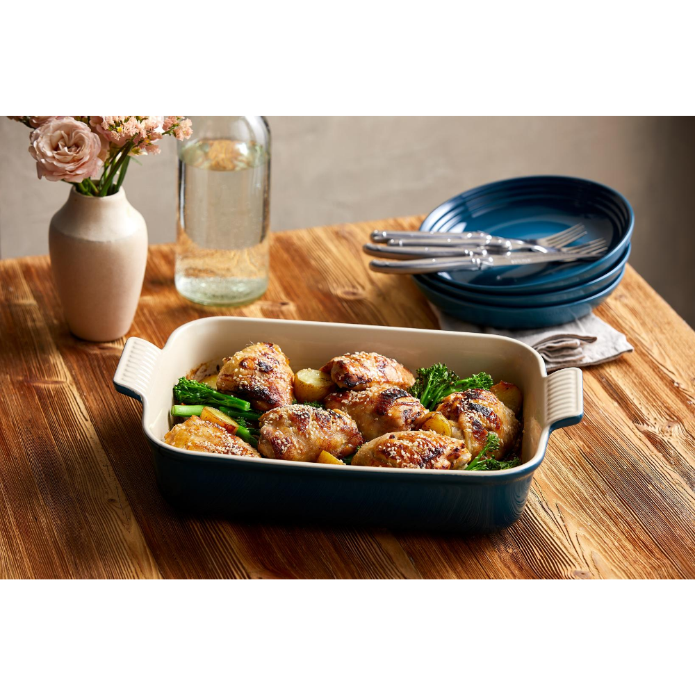 Stoneware Rectangular Dish 32cm, Deep Teal - The Gift & Art Gallery