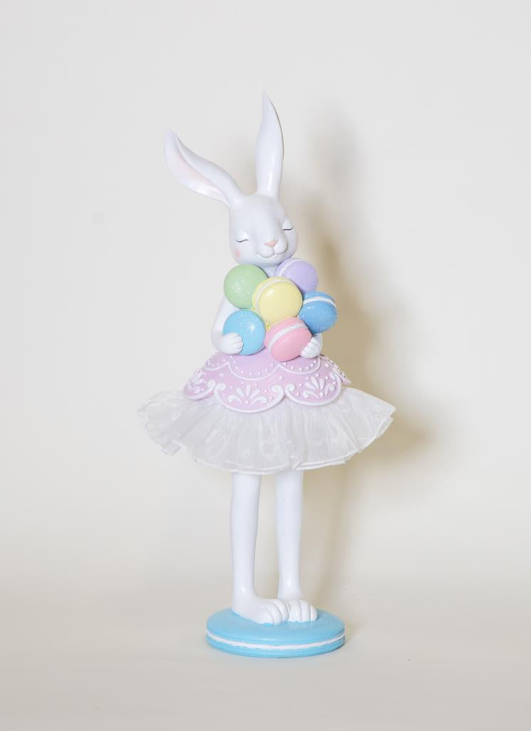 White Bunny in tutu with Macaron