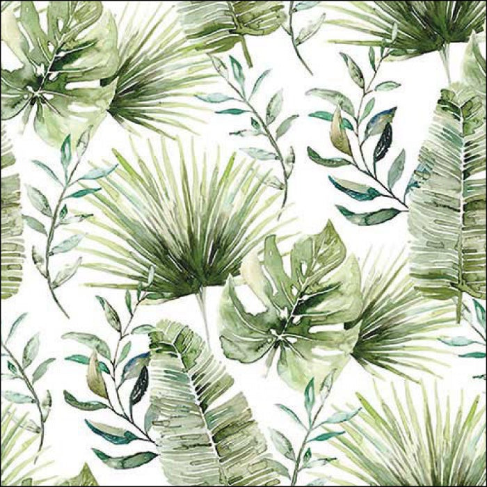 Jungle Leaves White Napkin