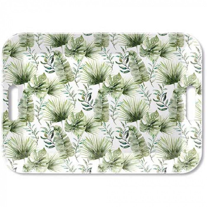 Jungle Leaves White Tray Melamine 33x47cm