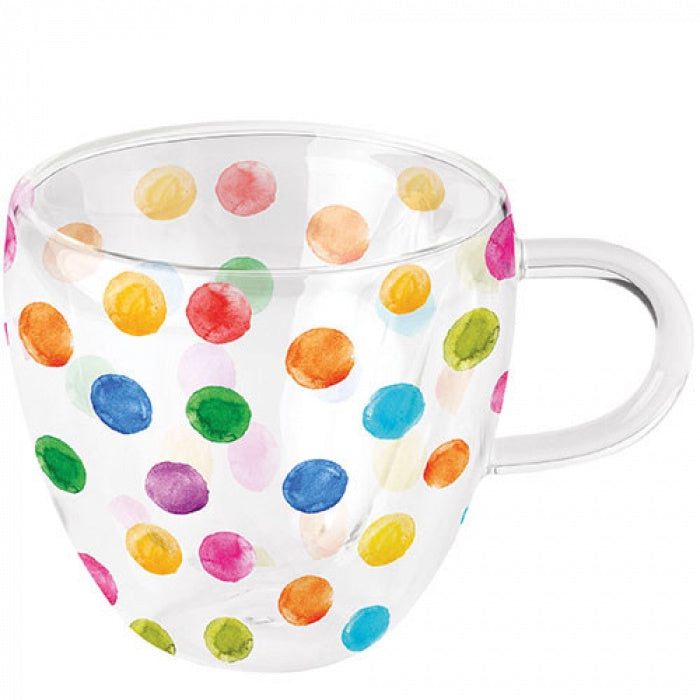 Polka Dots White Double-walled glass 0.2 L