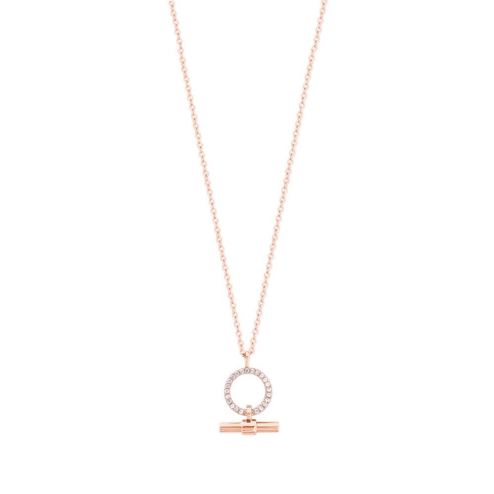 Cz Set Circle & Bar Pendant Rose Gold