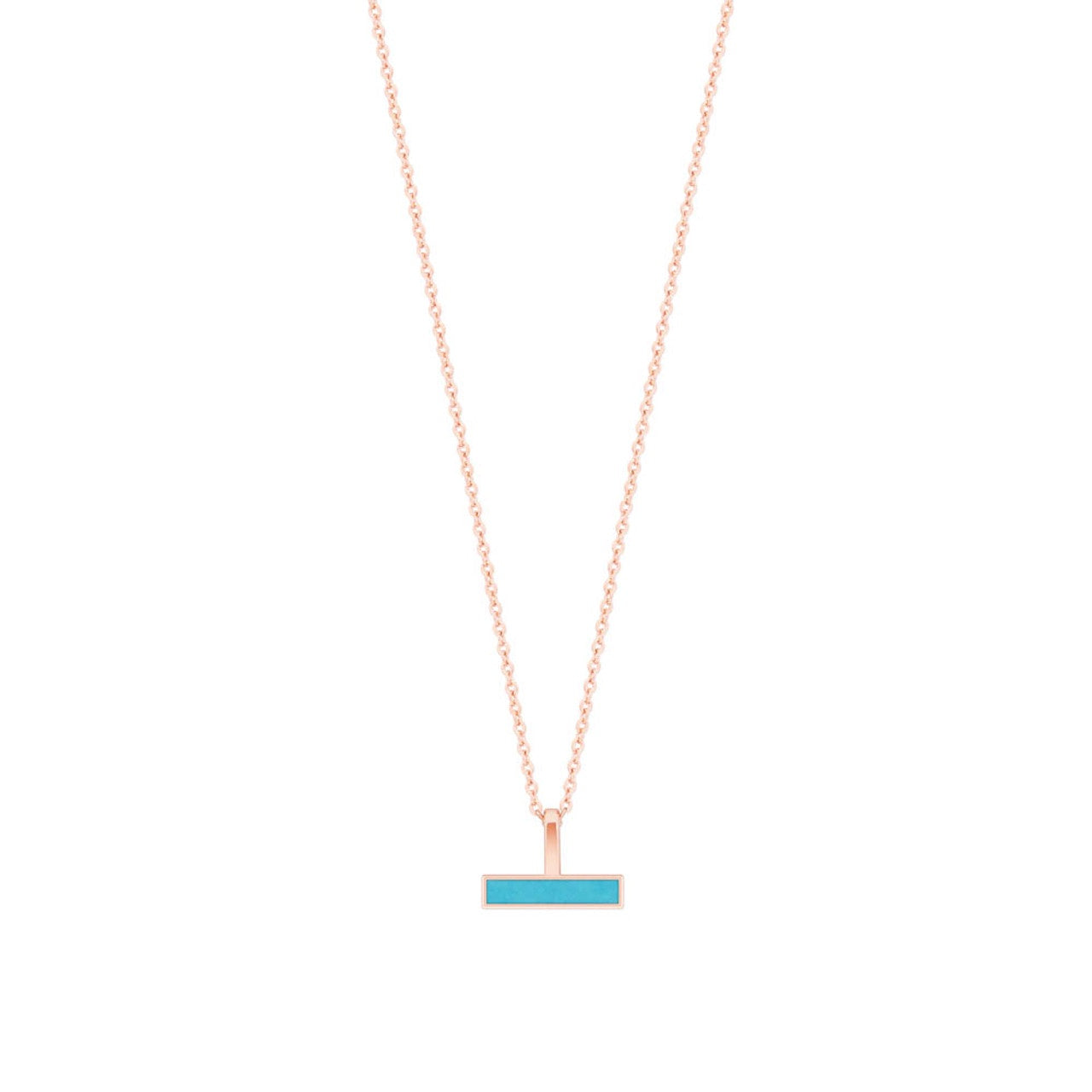 TURQUOISE T-BAR PENDANT ROSE GOLD