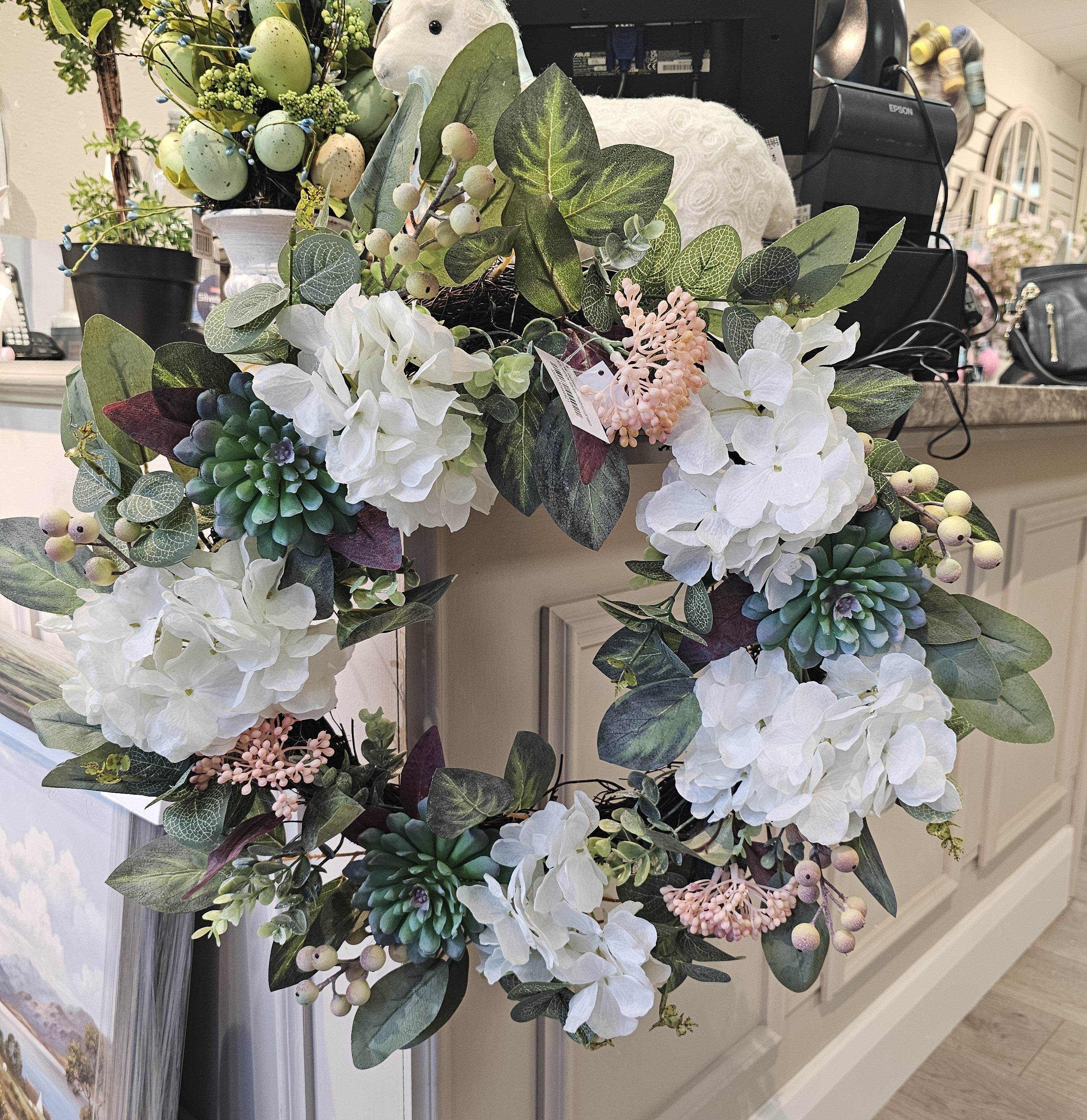 60cm Cream Hydranga Wreath