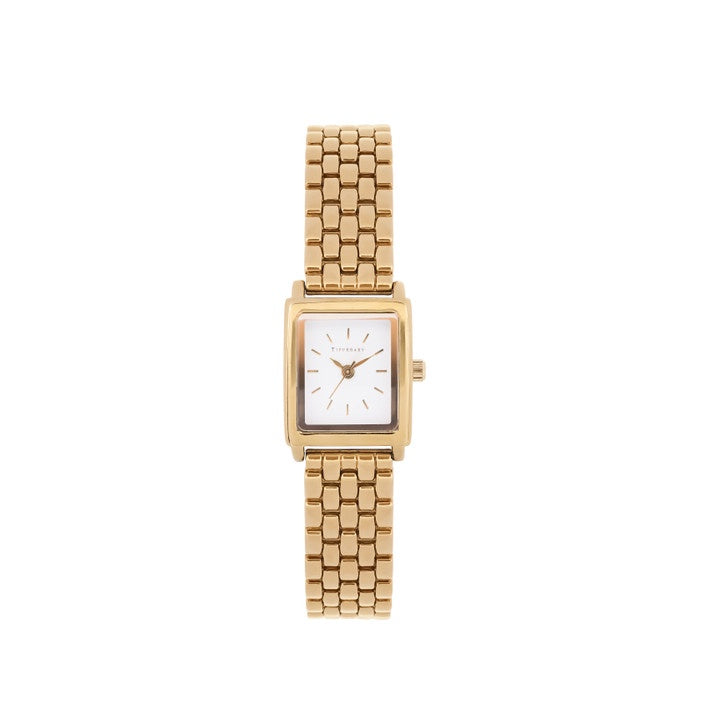 Classic Rectangular White & Gold Bracelet Watch