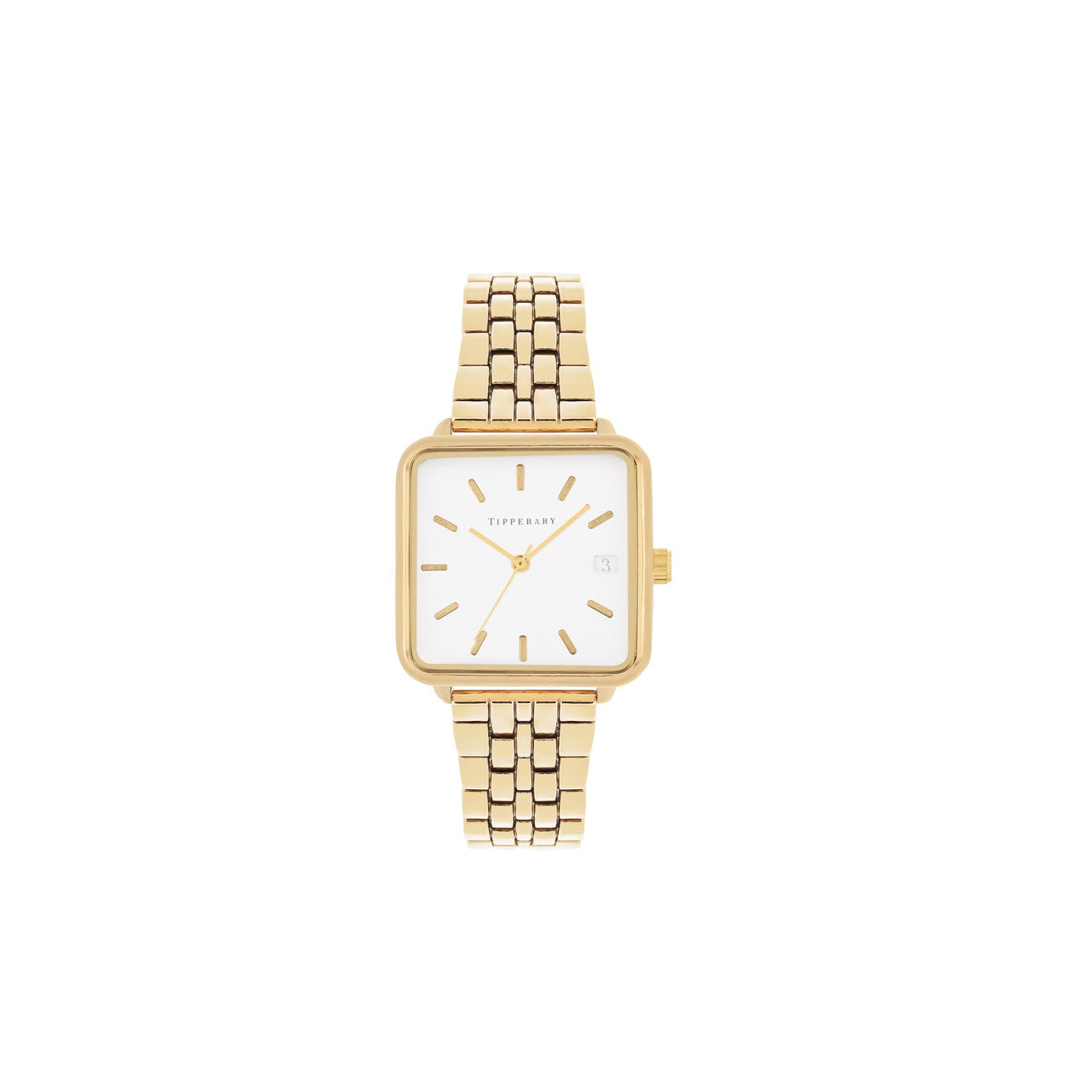 Square Face White & Gold Watch