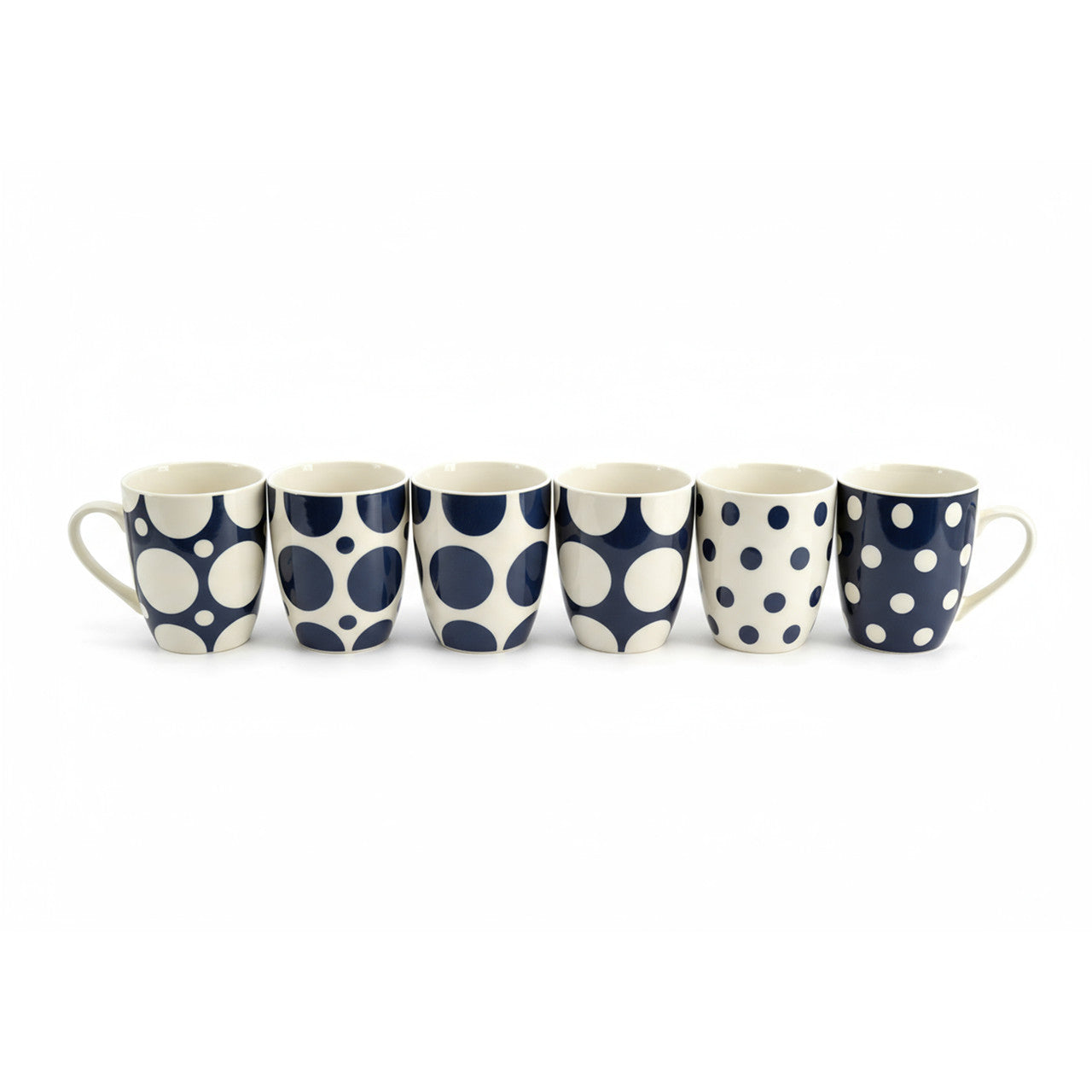 Navy Spot Mugs Set/6