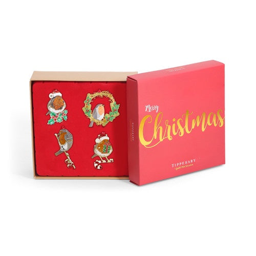 Robin Christmas Hanging Decorations, Set of 4