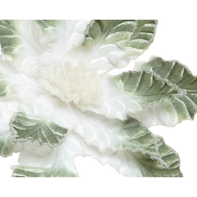 Poinsettia Clip On, Green/White