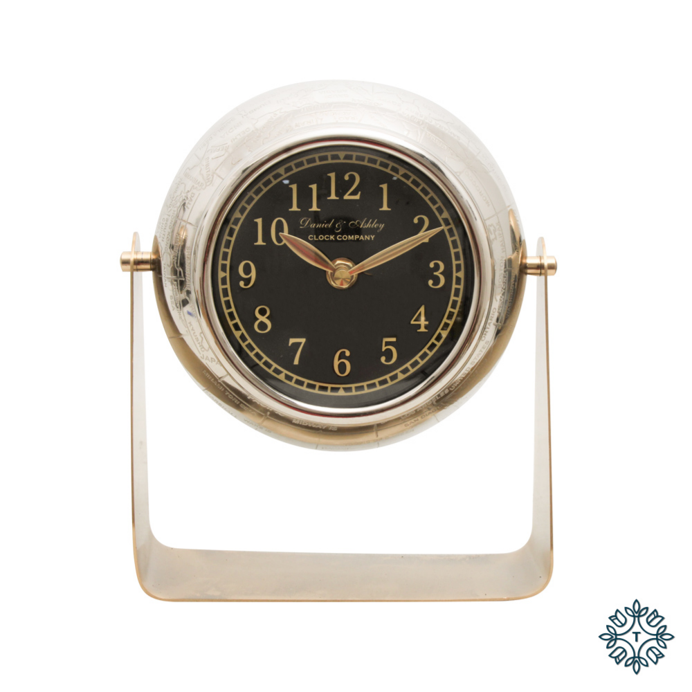 Daniel & Ashley Mantle Clock, Nickel 26cm
