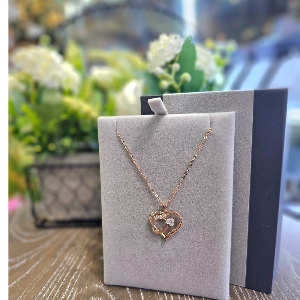 Rosegold Heart with Diamante Necklace