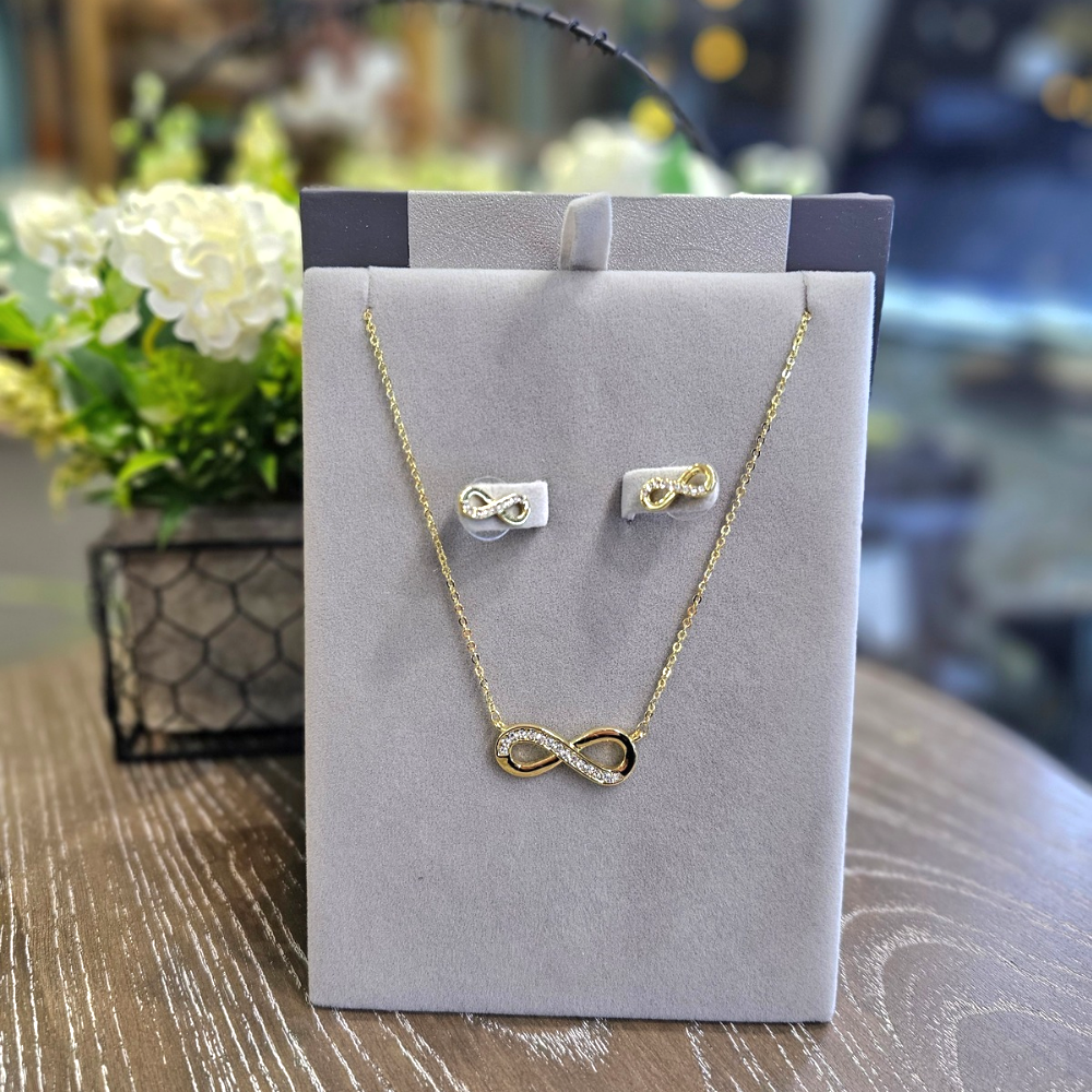 Gold Infinity Necklace & Earrings Set