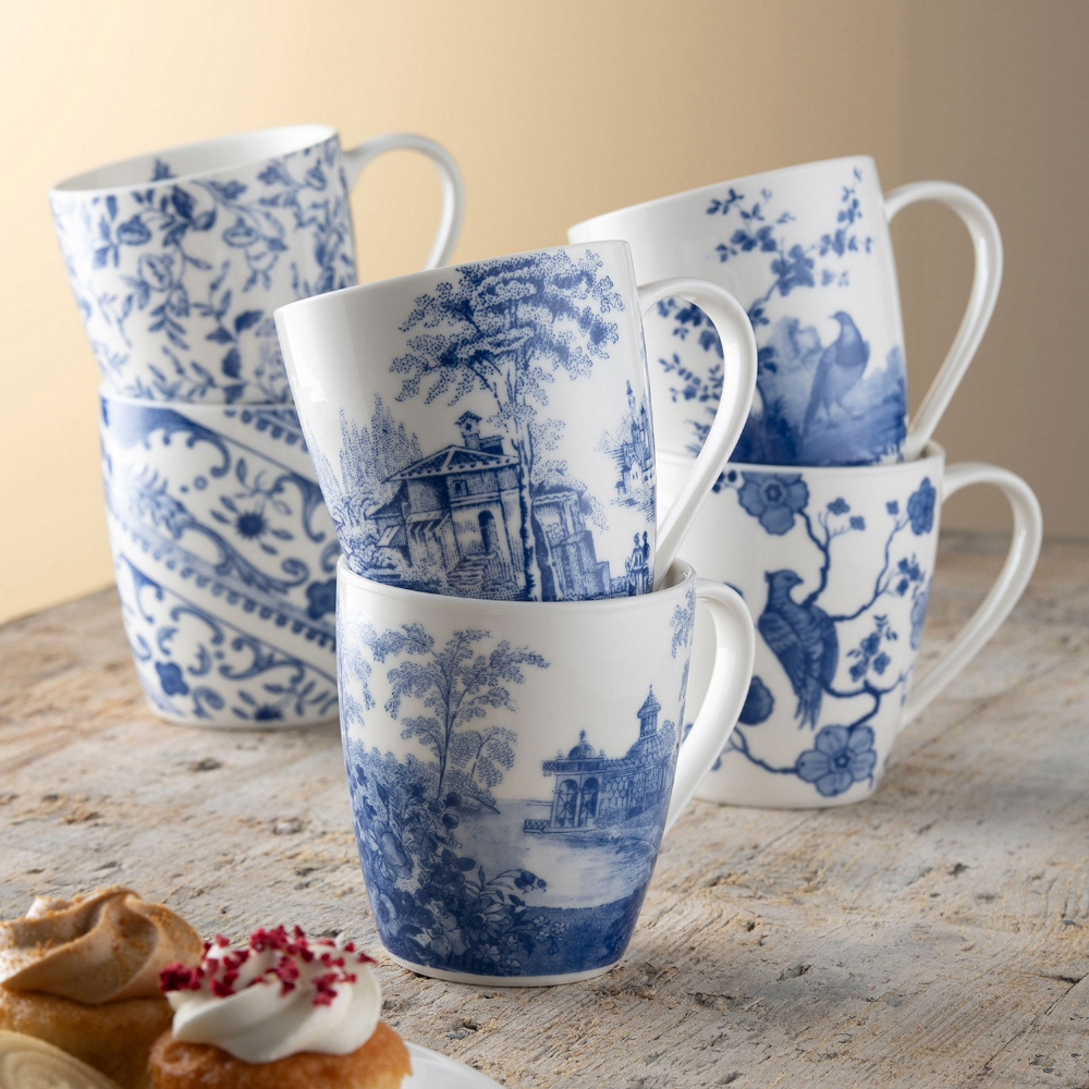 Archive Blue Mugs, Set Of 6 - The Gift & Art Gallery