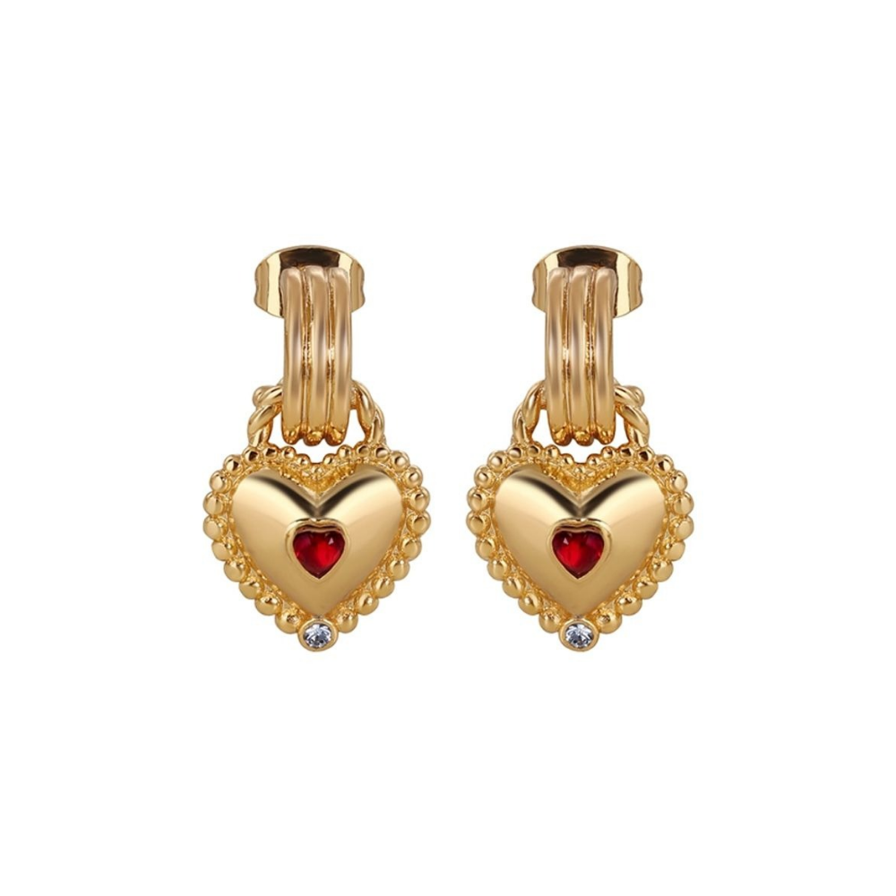 Heart Drop Earrings, Gold