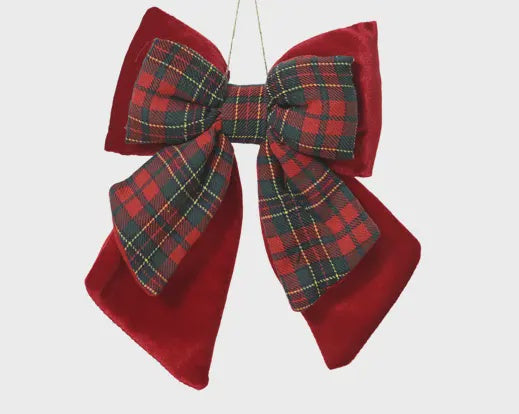 Red Velvet Check Bow