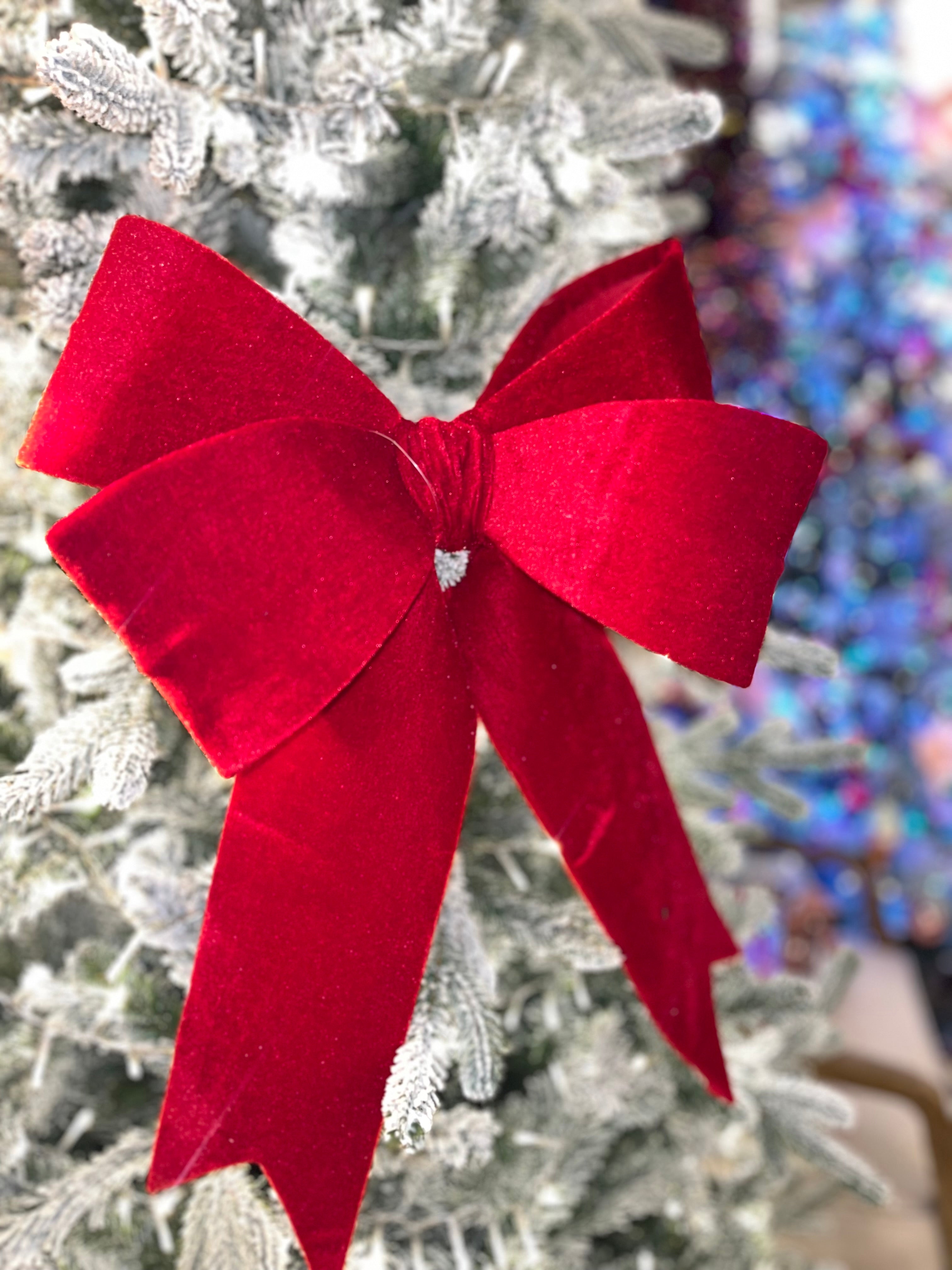 Red Velvet Wired Bow, 35cm